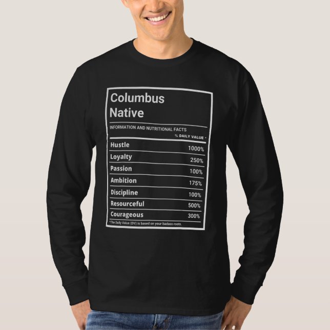 T-shirt Columbus Native Funny Nutrition Pride (Devant)