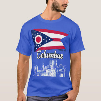 T-shirt Columbus Ohio OH Souvenir Skyline Drapeau Concepti
