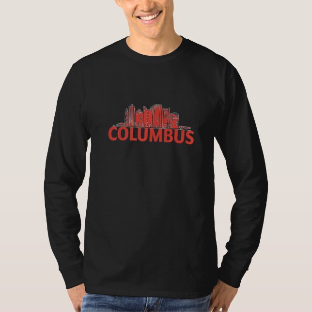 T-shirt Columbus Ohio USA City Skyline Silhouette Outline  (Devant)