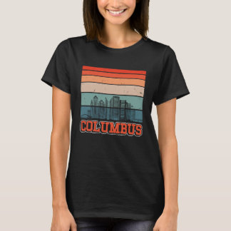 T-shirt Columbus USA Retro Vintage Sunset Skyline Columbus