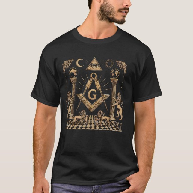 T-shirt Com Freemason Masonic Fraternal Carré de la franc- (Devant)