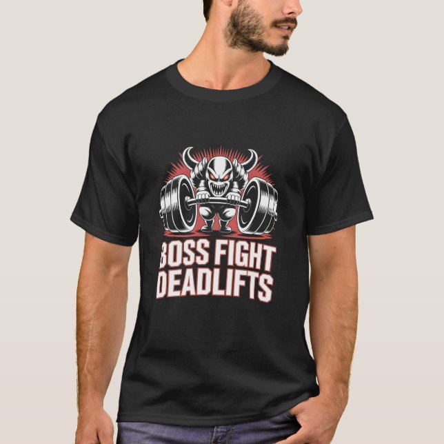 T-shirt Combat de Boss Levé de Terre Gaming Powerlifting D (Devant)