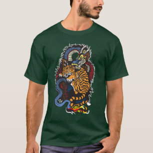 T-shirt combat de dragon et de tigre