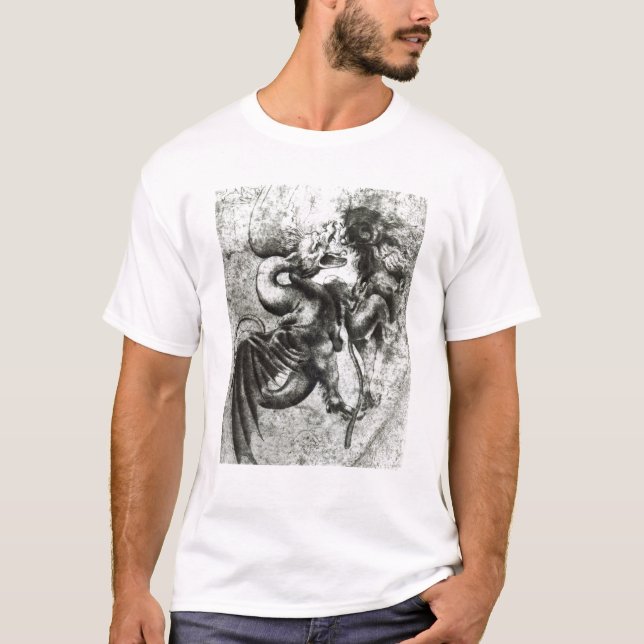 T-shirt Combat entre un dragon et un lion (Devant)