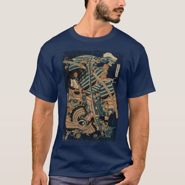 T-shirt COMBAT SAMURAI AVEC DES ÉPÈRES KATANA par Hokusai (Devant)