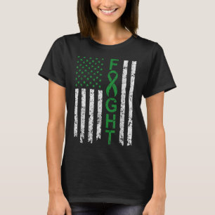T-shirt Combat Vintage Ruban Vert Santé Mentale Drapeau Ét
