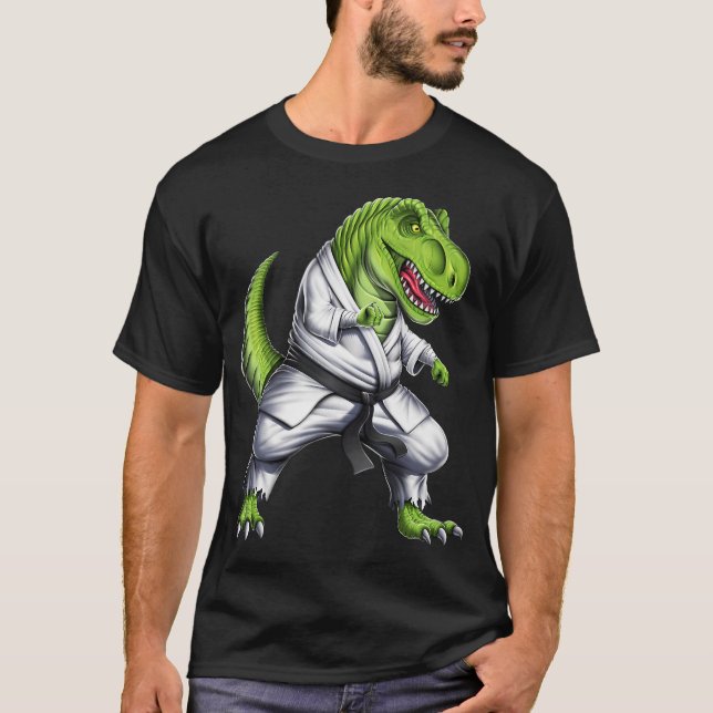 T-shirt Combattant de karaté dinosaure T-Rex (Devant)