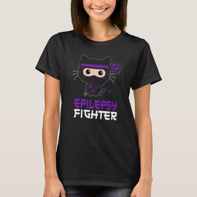 T-shirt Combattant de l'épilepsie Ninja Kitty Cat  Sensibi (Devant)