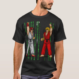 T-SHIRT COMBATTANT DE RUE RYU KEN MATRIX NOIR PAR SAMURAI