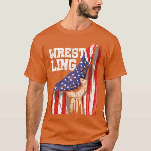 T-shirt Combattant de sport de combat de drapeau américain (Devant)