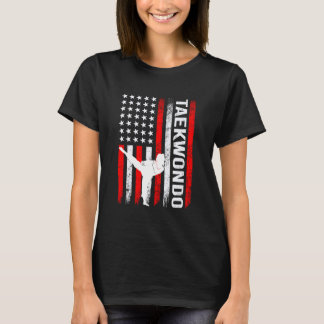 T-shirt Combattant de Taekwondo Drapeau Américain Patriot