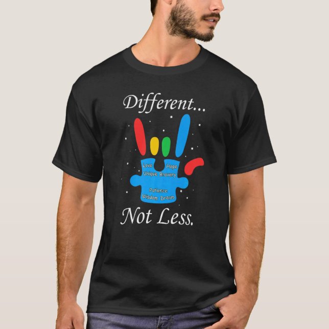 T-shirt Combattant Différent Pas Moins Autiste Puzzle Auti (Devant)