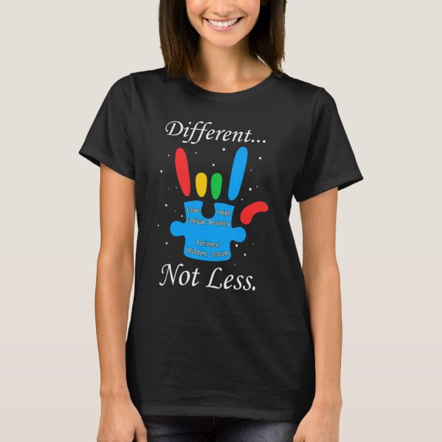 T-shirt Combattant Différent Pas Moins Autiste Puzzle Auti (Devant)
