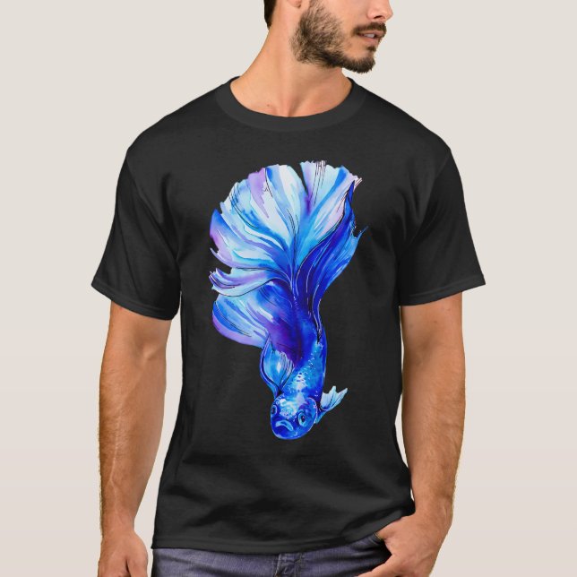 T-shirt Combattant du Siam bleu, Poisson combattant (Devant)