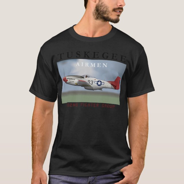 T-shirt Combattant rouge de queue de P51D piloté par des (Devant)