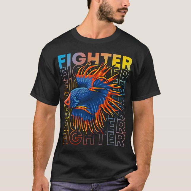 T-shirt Combattant Siamois de Style 80's Betta Fish (Devant)