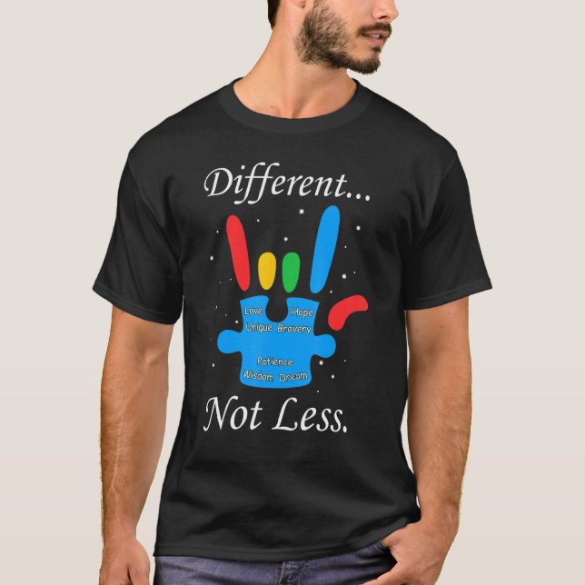 T-shirt Combattez Différent Pas Moins Autiste Puzzle Autis (Devant)