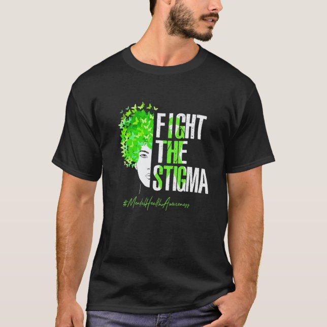 T-shirt Combattons la stigmatisation  Ruban vert de sensib (Devant)