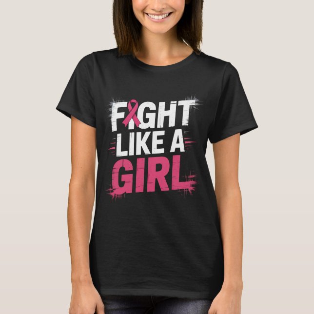 T-shirt Combattre Comme Une Fille Sensibilisation au cance (Devant)