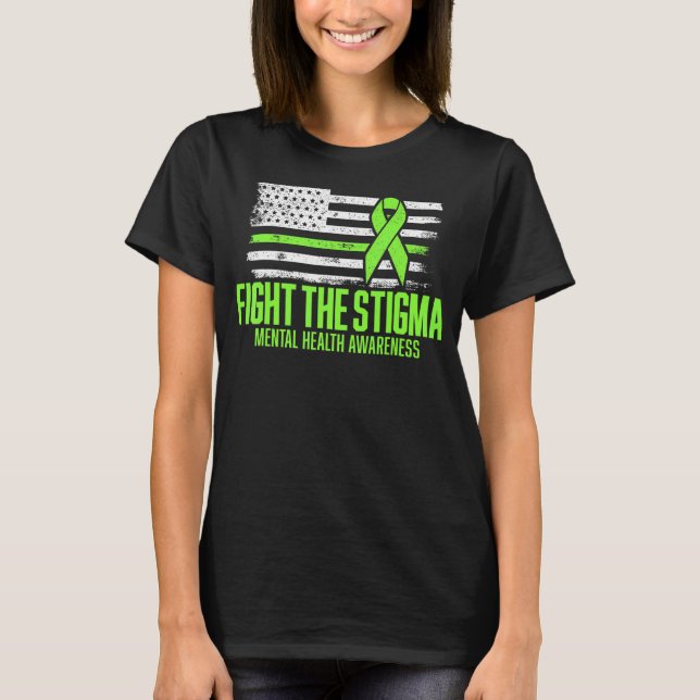T-shirt Combattre La Stigma American Flag Sensibilisation  (Devant)