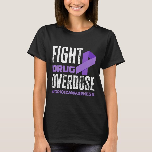 T-shirt Combattre la surdose de drogue Pruple Ribbon Opioï (Devant)