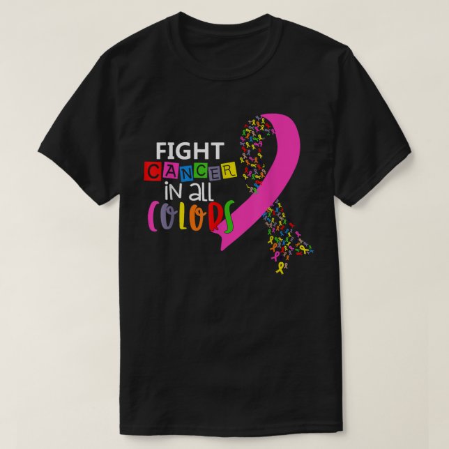 T-shirt Combattre Le Cancer Dans Toutes Les Couleurs Comba (Design devant)