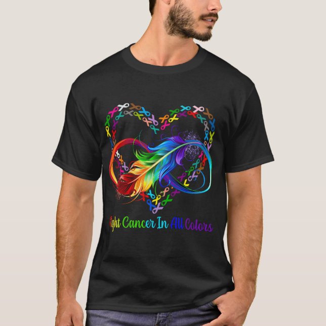 T-shirt Combattre Le Cancer Dans Toutes Les Couleurs Ruban (Devant)