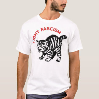 T-shirt Combattre le Fascisme Chat Furieux Drôle