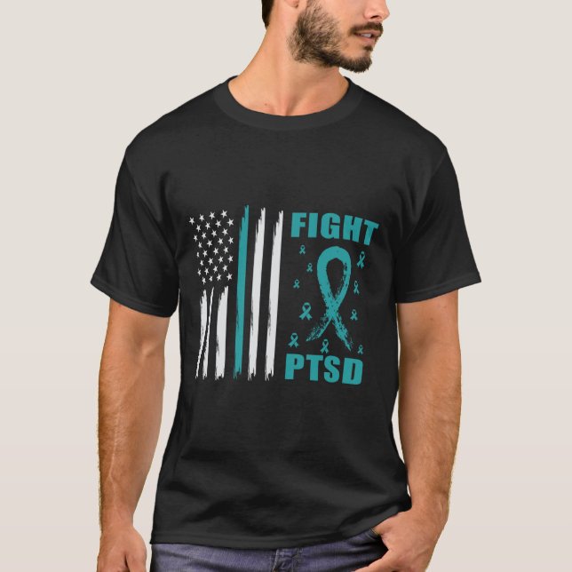 T-shirt Combattre Le Ruban Turquoise Ptsd Et Son Indicateu (Devant)