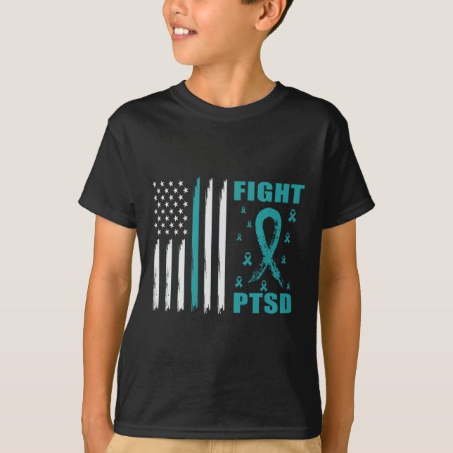 T-shirt Combattre Le Ruban Turquoise Ptsd Et Son Indicateu (Devant)
