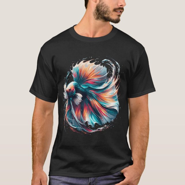 T-shirt Combattre Mes Démons Poisson Betta Miroir Meme (Devant)