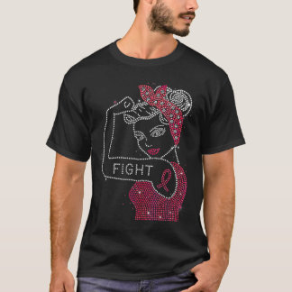 T-shirt Combattre Rosie Riveter Rhinestone Cancer du sein