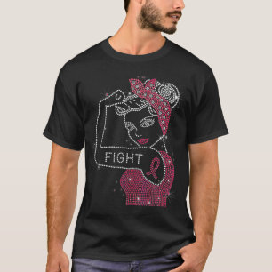 T-shirt Combattre Rosie Riveter Rhinestone Cancer du sein 