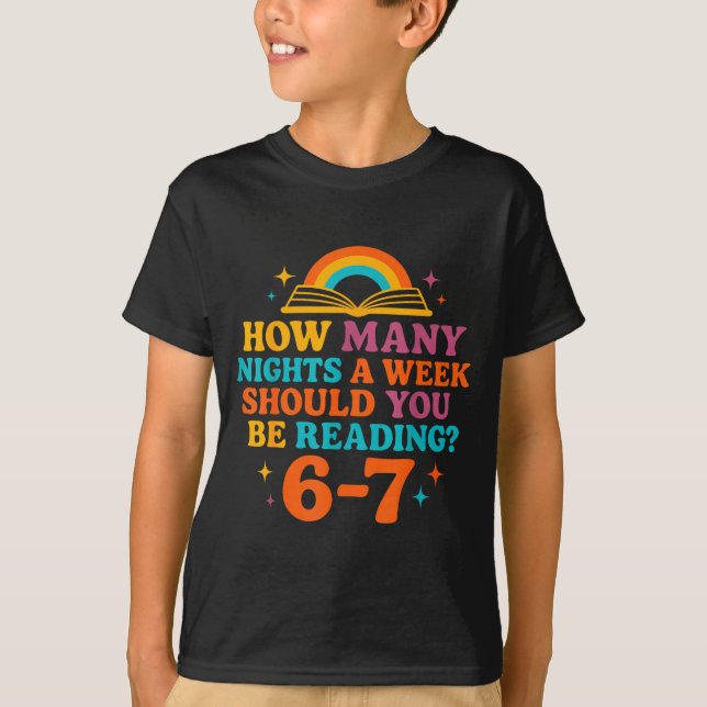 T-shirt Combien de nuits par semaine devriez-vous lire 67  (Devant)