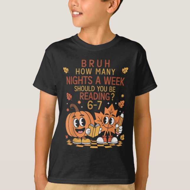 T-shirt Combien de nuits par semaine devriez-vous lire 67  (Devant)