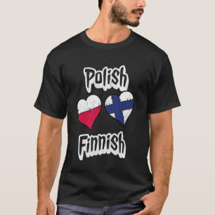 T-shirt Combinaison de drapeau polonais finlandais coeur P