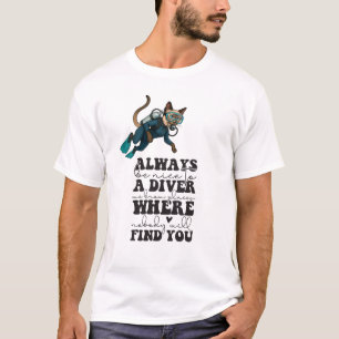 T-shirt Combinaison de plongée bleue Scuba Cat