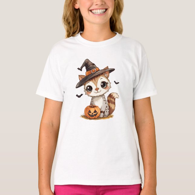 T-shirt Combinaisons mignonnes Chat d'Halloween avec Citro (Devant)