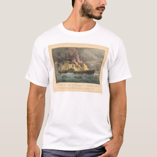 T-shirt Combustion du Golden Gate de paquebot (0144A) (Devant)