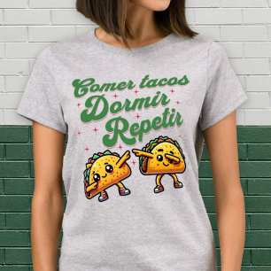 T-shirt Comer Tacos Dormir Répétiteur Drôle Foodie Taco Sh