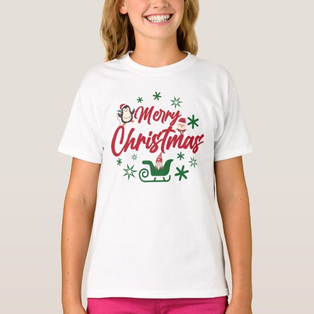T-shirt Comfort Colors® Cute Merry Christmas Girls (Devant)