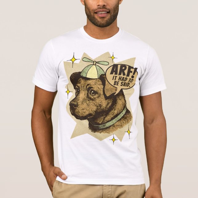 T-shirt Comic book dog puppy propeller hat custom wording (Devant)