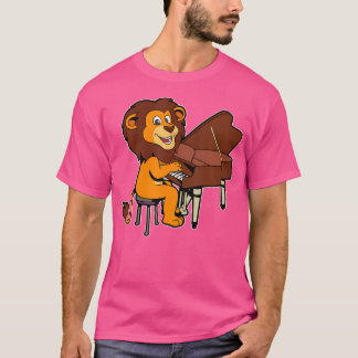 T-shirt Comic Lion Plays Piano