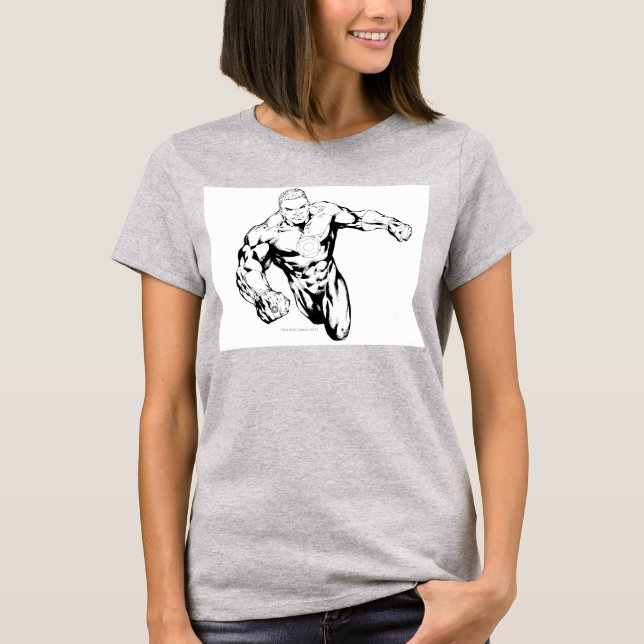 T-shirt Comic Style - Green Lantern, Black and White (Devant)