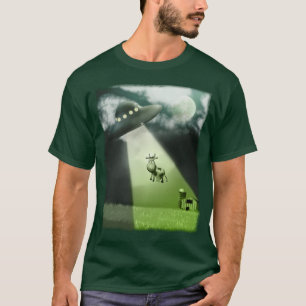 T-shirt comique d'abduction de vache à UFO