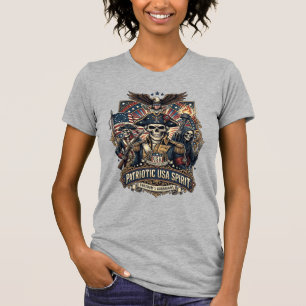 T-shirt Commandant de crâne colonial patriotique sombre Sk