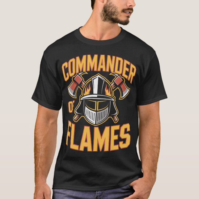 T-shirt Commandant des pompiers des flammes (Devant)