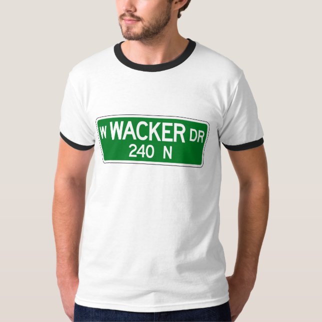 T-shirt Commande de Wacker, plaque de rue de Chicago, IL (Devant)