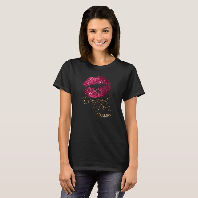 T-shirt Commande personnalisée - Lèvres roses chaudes (Devant entier)