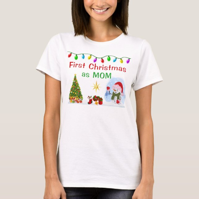 T-shirt Commande spéciale, premier Noël en tant que maman  (Devant)